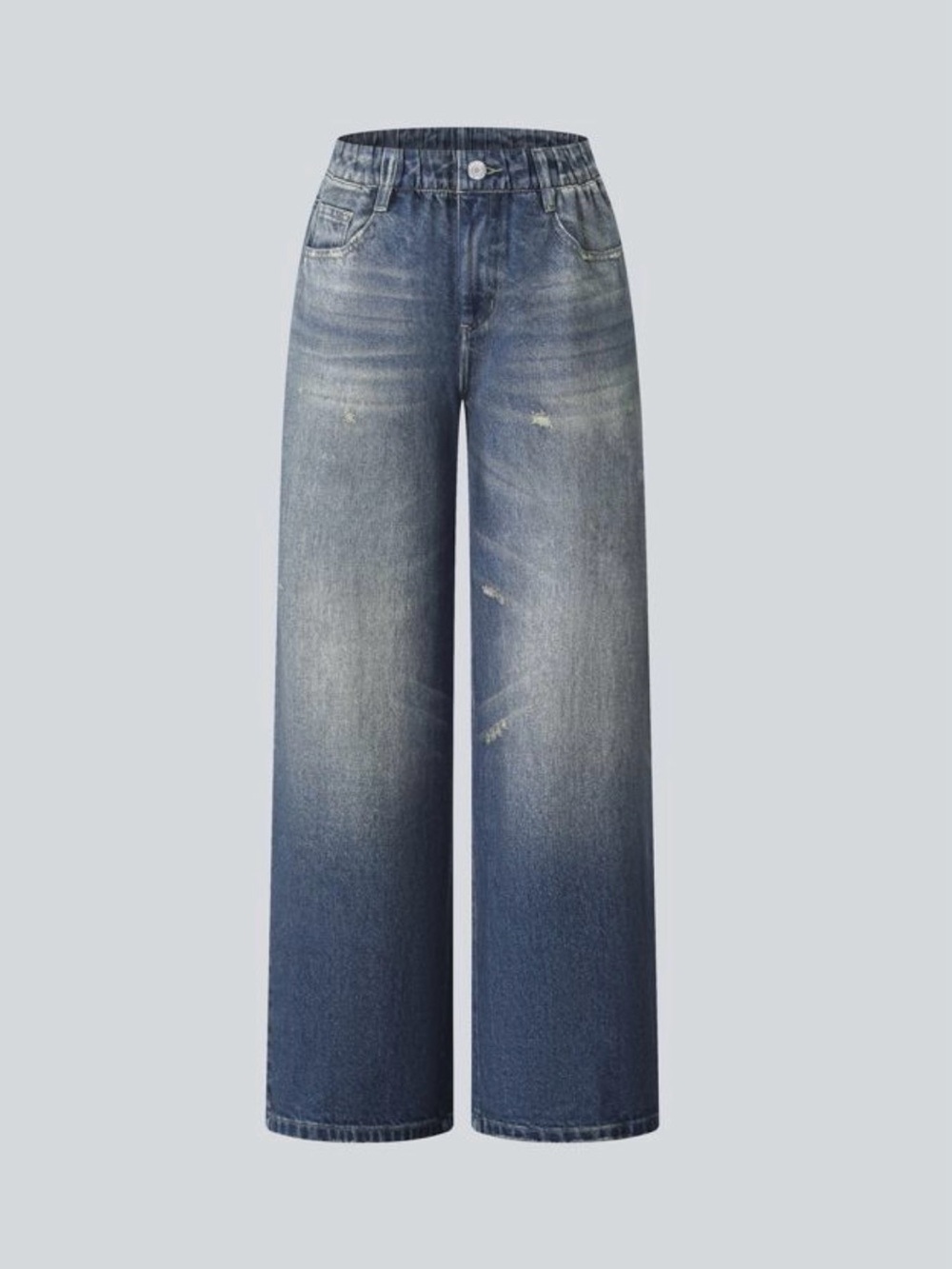 NWT HALARA Wide-Leg French Terry Pants in Dutch Blue Denim